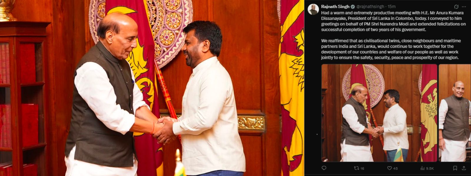 Indian Defence Minister Meets President AKD